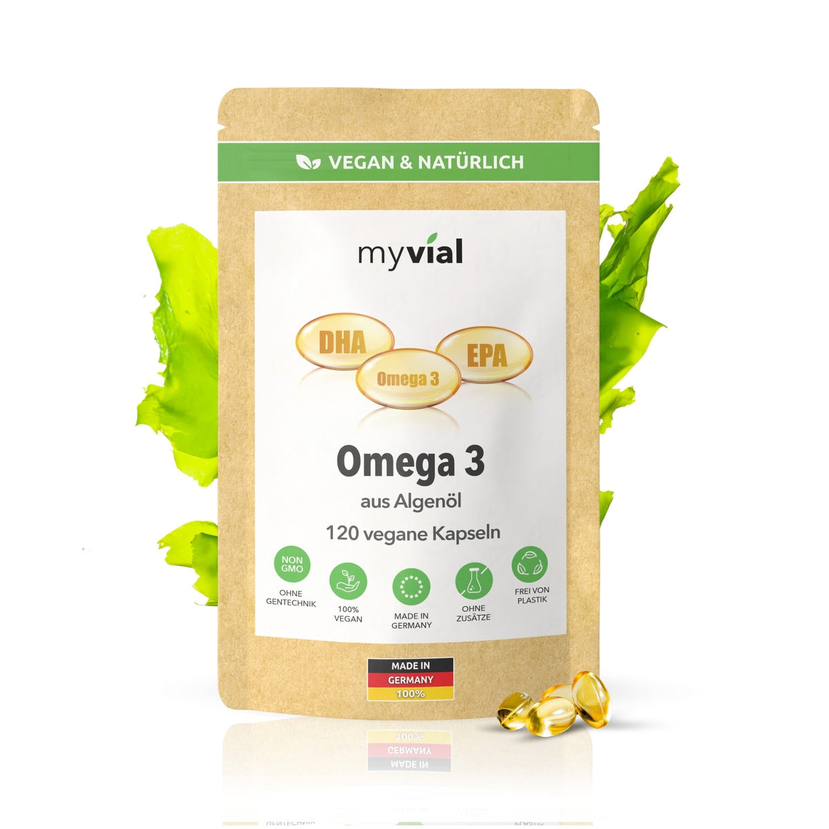 Omega 3 Kapseln aus Algenöl - Vegan