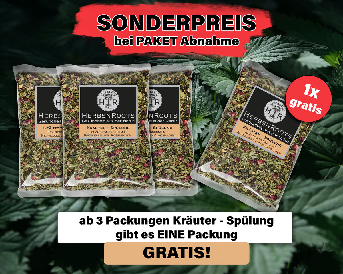 Jetzt zugreifen und sparen: 3+1 Aktion für unsere Kräuter-Spülung "KM110"!
